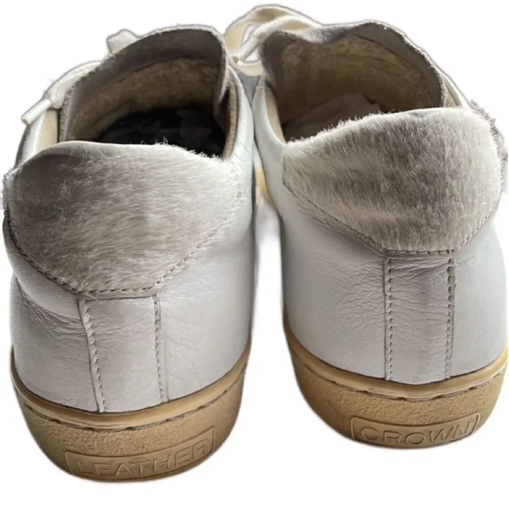 Leather Crown Vintage 2006 White Leather Lace Up Sneakers Made in Italy (Size: 7